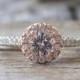 White Sapphire Diamond Halo Ring in 14K Rose and White Gold - New