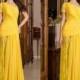 Charming 2016 Newest Evening Dresses Long Prom One Shoulder Yellow Chiffon And Lace A-Line Pleated Long Party Celebrity Ball Gowns Formal Online with $105.03/Piece on Hjklp88's Store 