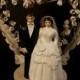 Vintage Bride And Groom In 2 Heart Background Cake Topper 