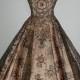 Vintage 1950s Dress . Black Sheer Chiffon . Full Skirt . Flocked Flowers . XS/S . 1487