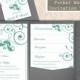Pocket Wedding Invitation Template Set DIY Download EDITABLE Text Word File Mint Green Wedding Invitation Printable Floral Teal Invitations