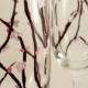 Cherry Blossom Hand Painted Champagne Flutes; Personalized Toasting Flutes - Set Of 2
