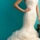 sexy sweetheart neck lace overlay organza ruffles mermaid wedding dress