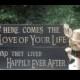 Rustic Distressed / "Here comes the Love of your life" "and they lived Happily Ever After" Double Sided Ring Bearer Sign / Painted Wood