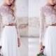 Elegant Two Pieces 2016 Wedding Dresses Long Sleeve Lace Chiffon Sheer Illusion Boho Bohemian Summer Bridal Dresses Ball Gowns Floor Length Online with $112.15/Piece on Hjklp88's Store 