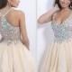Sparking 2016 Champagne Homecoming Dresses Chiffon Rhinestone Crystal Criss Cross Back Short Mini Blush Short Prom Party Cocktail Gowns Online with $95.15/Piece on Hjklp88's Store 