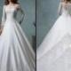 Vintage Amelia Sposa Long Sleeve 2016 Wedding Dresses Satin Applique Court Train A-Line Church Bridal Dresses Ball Gowns Winter Fall Online with $144.19/Piece on Hjklp88's Store 