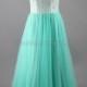 Canada A-line Sweep Train Tulle Scoop Neck Ruffles Prom Dresses
