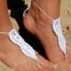 White Beach Wedding Shoes, Crochet Barefoot Sandals, Anklet, Wedding Accessories, Nude Shoes, Yoga socks, Foot Jewelry