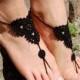 Black Crochet Barefoot Sandals, Bridal Shoes, Beach Wedding Shoes, Wedding Accessories, Nude Shoes, Yoga socks, Foot Jewelry