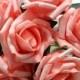 72 pcs Coral Artificial Flowers For Wedding Decor Bouquet Coral Roses Centerpieces