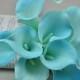 Tiffany blue calla lilies real touch flowers for wedding bouquet