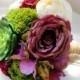 Faux Mini Succulents Bouquet Silk Hydrangea Rose Elegant Peony Bouquet Vintage Purple Bridal Bouquet