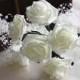 72 pcs Fake Flowers Ivory Roses For Bridal Bouquets Wedding Arrangement Floral Decor Table Centerpiece