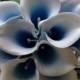 Real Touch Picasso Blue Calla Lilies Bouquet 10pcs/Set Blue Heart Calla Lily For Bridal Bouquets