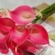 Fuschia Calla Lilies Real Touch Bridal Bouquet 10pcs/Set Latex Calla Lily