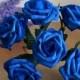 12 Bunches Royal Blue Artificial Flowers Foam Roses For Brides Bridesmaids Bouquet Wedding Decorations