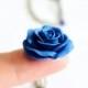 Blue Rose Necklace - Blue Pendant, Rose Charm, Valentine, Love Necklace, Bridesmaid Necklace, Flower Girl Jewelry, Blue Bridesmaid Jewelry