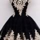 Black Tulle Lace Short Prom Dress,Homecoming Dress - 24prom