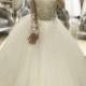Vintage Lace 2015 Wedding Dress With Long Sleeves Sheer Scoop Applique Tulle Chapel Train Bridal Dresses Ball Gowns A-Line Vestido De Novia Online with $129.95/Piece on Hjklp88's Store 
