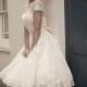 A-Line Tea Length Lace Short Wedding Dress