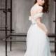 Arsenia // Grey Tulle Wedding Dress - Low Back Wedding Gown - Boho Romantic Tulle Gown - Bohemian Wedding Dress - Off Shoulder Wedding Dress