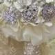 Brooch Bouquet SMALL - Deposit - Pearls And Rhinestones - Silver -made To Order