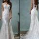 Stunning Amelia Sposa Spring Wedding Dresses Garden 2016 Sequins Mermaid Applique Sheer Lace Bridal Gowns Dress Sweep Train Custom Made Online with $126.39/Piece on Hjklp88's Store 