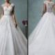 Exquisite Lace V-Neck 2016 Wedding Dresses Capped Beads Sash Chapel Train Sleeveless Amelia Sposa White Bridal Dresses Ball Gowns A-Line Online with $131.73/Piece on Hjklp88's Store 