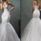 New Arrival Mermaid White 2016 Amelia Sposa Lace Wedding Dresses Tulle Trumpet Applique Bridal Gowns Dress Sweep Train Pleated Online with $125.5/Piece on Hjklp88's Store 