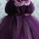 Beautiful Flower Girl Tutu Dress, Photo Prop, In Deep Purple, With Delicate Oversized Purple Flower