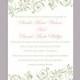 DIY Wedding Invitation Template Editable Word File Instant Download Elegant Printable Invitation Olive Wedding Invitation Green Invitations