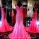 Fuchsia Prom/Pageant Dress-Sweetheart Neckline-Cap Sleeves-open Back- 115JC046150000