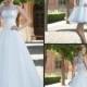 Stunning Sleeveless Wedding Dresses Sheer Jewel Neck A Line Custom Lace-Up Sweep Train Bridal Gowns Ball Detachable Skirt Lace Applique Online with $128.17/Piece on Hjklp88's Store 