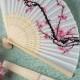 Delicate Cherry Blossom Design Silk Folding Fan