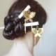 Gold Butterfly Hair Sticks Kanzashi Japanese Hair Pin