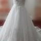 Real Samples Sheer Jewel Neckline Wedding Dresses with Pearls Lace-up Chapel Train Lace Bridal Gowns Custom Made Wedding Gowns