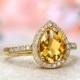 14k Yellow Gold Citrine, Diamond Ring