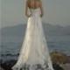 A-line Halter V-Neck Sash Satin Lace Wedding Dress