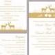 DIY Wedding Invitation Template Set Editable Text Word File Download Printable Reindeer Invitation Gold Wedding Invitation Yellow Invitation