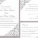 DIY Wedding Invitation Template Set Editable Word File Instant Download Printable Gray Wedding Invitation Elegant Floral Invitation