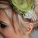 Green Peacock Rhinestone Feather Headband, Feather Hair Piece, Bridal Headband, Hair Accessory, Rhinestone