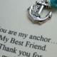 Anchor Bridesmaids Gift Necklace, Free Personalized Card Jewelry Box. Other Pearl Color Available
