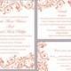 DIY Wedding Invitation Template Set Editable Word File Instant Download Printable Orange Wedding Invitation Elegant Red Invitations