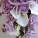 Calla Lilys And Lavender Roses Wedding Cascading Bouquet ( 9 Pcs Set )