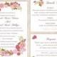 DIY Wedding Invitation Template Set Editable Word File Instant Download Printable Pink Wedding Invitation Elegant Floral Invitation