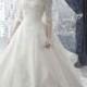 Bateau Half Sleeves Two Tiers Long Train Wedding Dresses with Huge Handmade Flower on the Back And Lace Online with $219.9/Piece on Gama's Store 