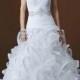 Sweetheart Chapel Train Zipper Back Closure White Organza Wedding Dresses with Pencil Edged Ruffles And Beadings on the Waist Bridal Gowns Online with $157.07/Piece on Gama's Store 