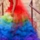 Ricky Lindsay Esperanza Haute Couture Rainbow Evening Gown Dress Spanish Formal Ball Runway Fashion Silk Exquisite