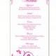 Wedding Menu Template DIY Menu Card Template Editable Text Word File Instant Download Pink Menu Floral Menu Template Printable Menu 4x7inch
